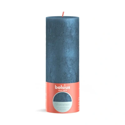 Afbeelding van Rustiek stompkaars shimmer 190 x 68 mm Blue kaars Bolsius