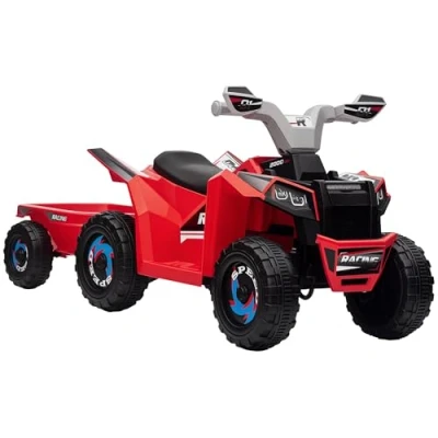 Afbeelding van HOMCOM Elektrische quad voor kinderen van 1,5 tot 3 jaar, 2,5 km/u, metaal, rood, 6 V, 106 x 41,5 48,5 cm