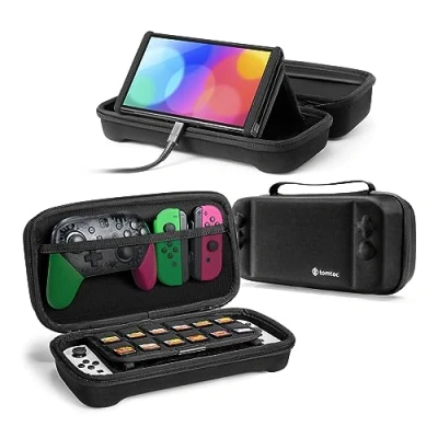 Afbeelding van tomtoc sac pour Nintendo Switch / modèle OLED, Hard Case Housse Sacs Adapte console, 24 jeux, Pro Controller, alimentation, Joy Con support, transport de avec poignée