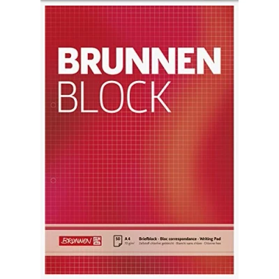 Image de Baier &amp; Schneider Brunnen Bloc notes format A4, quadrillé, 50 feuilles, 70 g/m², quadrillé et 4 perforations