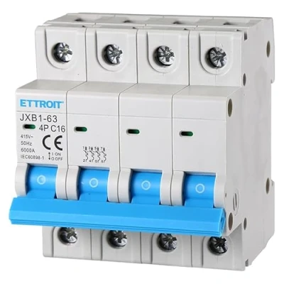 Afbeelding van ZOREI Automatische magnetothermische schakelaar, 4P, 220 V, 380 6 kA, voor enkele fase en driefase, MCB 4P C16 16 A
