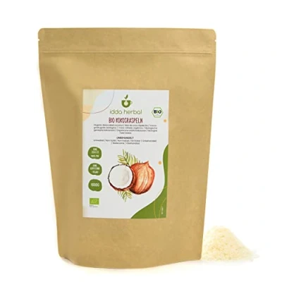 Afbeelding van biologische gedroogde kokosnoot (1 kg), ongezoet en niet geroosterd, kokosvlokken van teelt, 100% natuurlijk zuiver, veganistisch