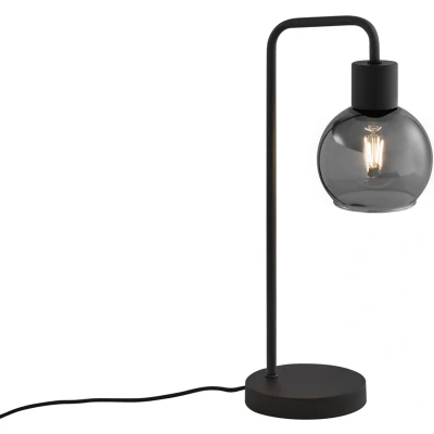 Afbeelding van QAZQA Art Deco tafellamp zwart met smoke glas Vidro
