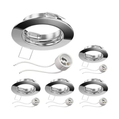 Afbeelding van ledscom.de 5 Inbouwspots met behuizing voor in het plafond, FERE, rond, glanzend chroom (GU10/MR16/GU5,3/50 mm) incl. GU10 fitting