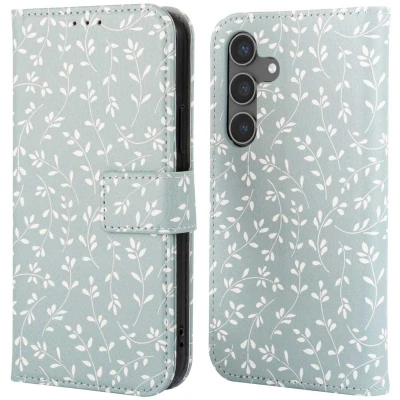 Afbeelding van imoshion Hoesje Geschikt voor Samsung Galaxy S24 Design Bookcase smartphone Smoke Green Flowers