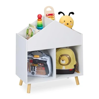 Afbeelding van boekenrek kind op poten 6 vakken 67 cm hoog kinderkamer