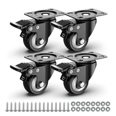 Afbeelding van 50 mm zwenkwielen met veiligheidsrem, set van 4 zware wielen remmen en voor meubels een totale capaciteit 250 kg