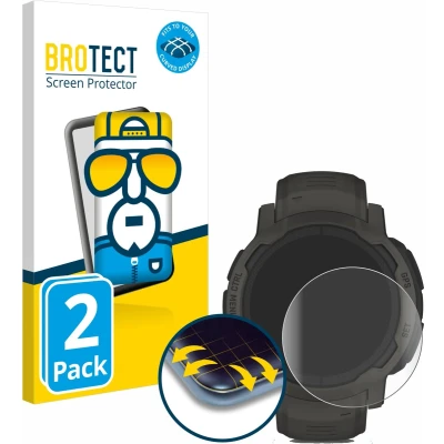 Afbeelding van BROTECT Screenprotector voor Garmin Instinct 2 Solar Folie Beschermfolie transparant volledig dekking (2 Stuks)