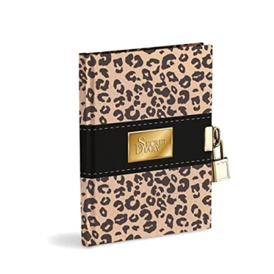 Afbeelding van Segreto Agenda 14,5 x 18,5 cm, luipaard met metalen slot en 2 sleutels