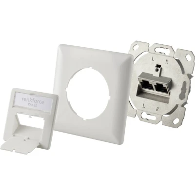 Afbeelding van Renkforce Netwerkdoos Inbouw (in muur) Inzet CAT 6A 2 poorten Wit
