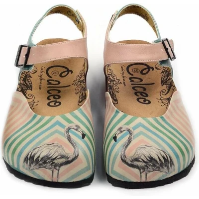 Afbeelding van GOBY Flamingo Clogs Slippers Hoge kwaliteit Handmade Maat 35