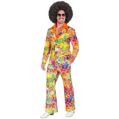 Afbeelding van Widmann Hippie Kostuum Super 60s Peace And Love 2delig Man Multicolor Medium Carnavalskleding Verkleedkleding