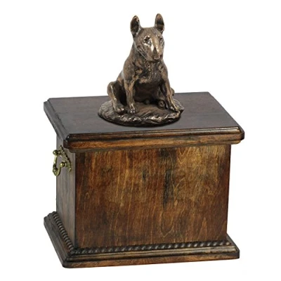 Afbeelding van Elegante urn hond voor Bull Terrier met beeldje in klassieke stijl