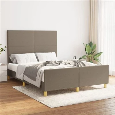 Afbeelding van vidaXL Bedframe met hoofdbord stof taupe 140x200 cm