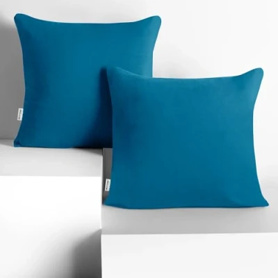 Afbeelding van DecoKing 2 kussenslopen 50 x cm jersey katoen rits amber blauw