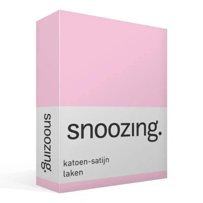 Afbeelding van Snoozing Katoen satijn Laken Lits jumeaux 240x260 cm Roze
