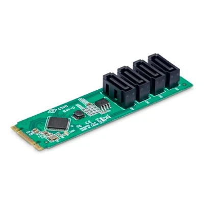 Image de StarTech.com 4 Port M.2 to SATA Adapter Card, PCIe 3.0 HDD/SSD Expansion ASM1064 Chipset, NVMe 4x for Windows/macOS/Linux Adaptateur d&#039;interface Card vert