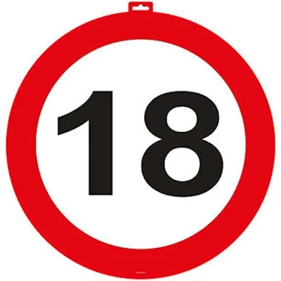 Afbeelding van 18 Jaar Verkeersbord Deurbord 47 cm