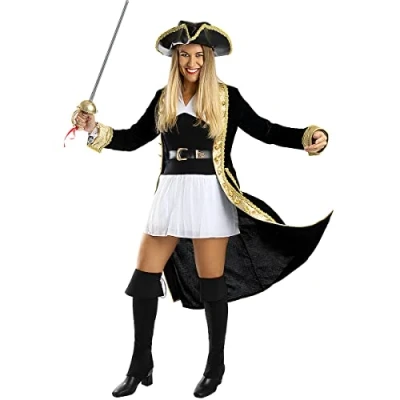 Afbeelding van Funidelia Deluxe Piraten Kostuum Koloniale Collectie voor vrouwen Zeerover, Boekanier Volwassenen Accessoire verkleedkleding en rekwisieten Halloween, carnaval &amp; feesten Maat XL Zwart