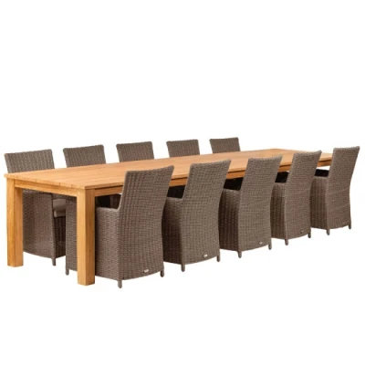 Afbeelding van Teak Dinner Tafel Solide Rustiek 400x100x80 cm