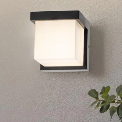 Afbeelding van MIRATIC Led wandlamp voor buiten, 9 W, buitenlamp, 750 lm, buitenverlichting, led, 4000 K, wandlamp, zwart, modern en eenvoudig design, platte lampenkap, IP65