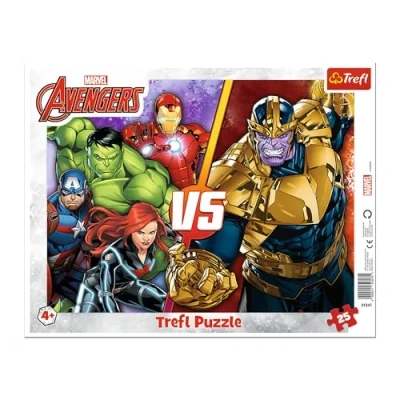Afbeelding van Trefl Marvel The Avengers, onoverwinnelijk team Avengers framepuzzel voor de kleintjes, 25 grote stukken, stevig frame en dienblad met stripfiguren kinderen vanaf 4 jaar