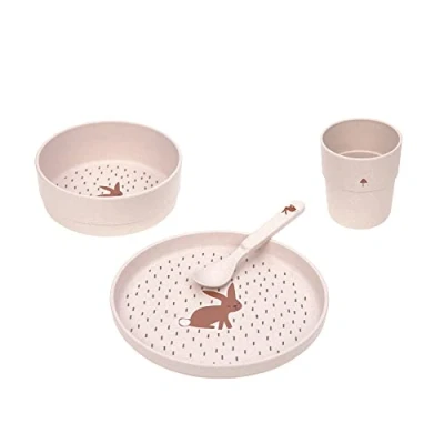 Image de LÄSSIG Set de vaisselle pour enfants (assiette, gobelet, bol, cuillère) sans mélamine, BPA, lave et micro ondes/Dish Little Forest Rabbit