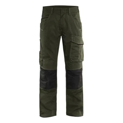 Image de Pantalon services stretch vert olive/noir, détails réfléchissants