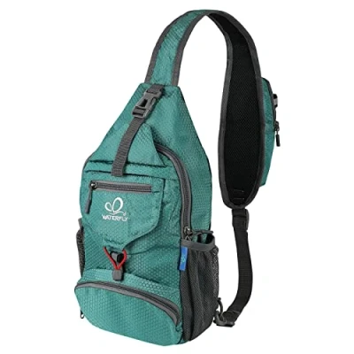 Afbeelding van WATERFLY Borstzak Sling Bag klein: opvouwbare crossbag slingbag crossover single borst rugzak schoudertas crossbody heren dames reizen wandelen