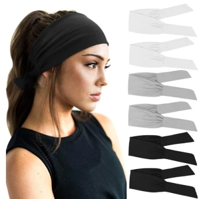 Afbeelding van DRESHOW Set van 6 brede elastische hoofdbanden voor dames met schattige strik