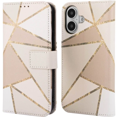 Afbeelding van imoshion Hoesje Geschikt voor iPhone 16 Design Bookcase smartphone Beige Graphic