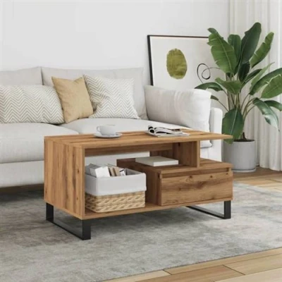 Image de vidaXL Table basse chêne artisanal 90x49x45 cm bois d&#039;ingénierie857455
