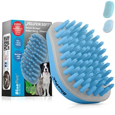 Afbeelding van BluePet FellFein Badborstel met rubberen beugel voor kortharige honden en katten massage effect, verwijdert dode haren, stof vuil, ideale badmat