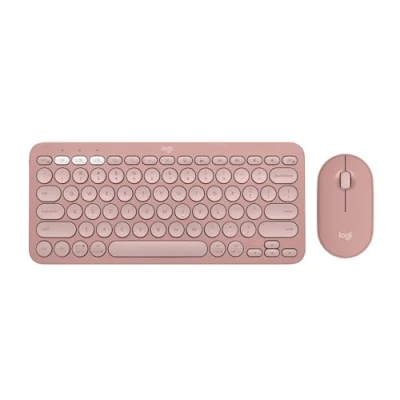 Image de Logitech Pebble 2 Combo Ensemble clavier et souris sans fil Bluetooth LE QWERTY International US rose ton sur