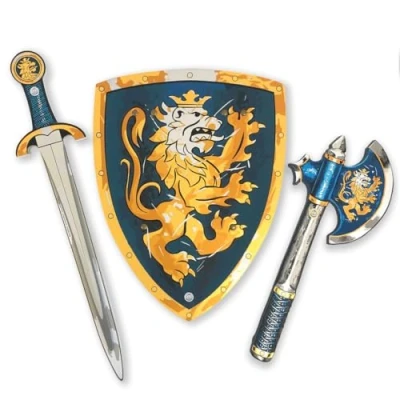 Afbeelding van Edele Ridder Set Zwaard/Schild/Bijl Blauw