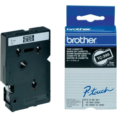 Afbeelding van Brother TC labeltape Wit op zwart, 395, 9 mm