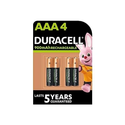Afbeelding van 4 x Duracell AAA oplaadbaar 900 mAh (1 blister met batterijen), Ministilo oplaadbare batterijen (HR03/DX2400)