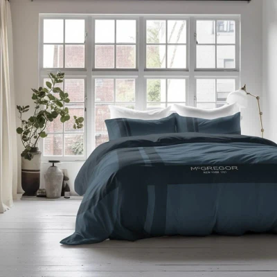 Afbeelding van Dekbedovertrek Manhattan 1 persoons (140x200/220 cm) Microvezel Strepen, Tekst Blauw McGregor Ga naar Dekbed Discounter.nl &amp; Profiteer Nu