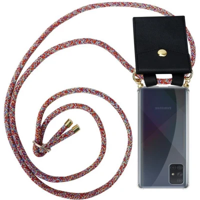 Afbeelding van Cadorabo Hoesje geschikt voor Samsung Galaxy A51 4G / M40s in KLEURRIJKE PAPEGAAI Silicone Mobiele telefoon ketting beschermhoes met gouden ringen, koordriem en afneembare etui