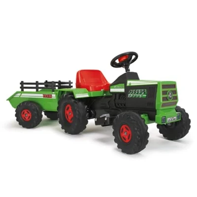 Afbeelding van INJUSA Elektrische tractor Basic, accu 6 V, kinderen + 1 jaar, aanhanger, lichten en geluiden, 3 km/u, rubberen strips op de wielen, kleur groen
