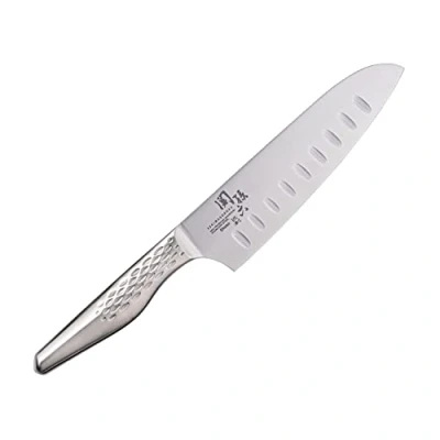 Afbeelding van KAI Seki Magoroku Shoso Santoku met grantonsnijkant 16,5 cm roestvrij staal 5CR15MoV 56 (±1) HRC Convexe handvat van 18 8 diamantmotief Made in Japan