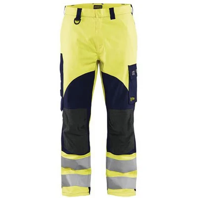 Image de Pantalon multinormes inhérent jaune fluo/marine avec poche pour badge