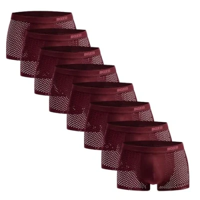 Afbeelding van BOXR Underwear Boxershorts van bamboe, set 8 stuks, zacht als zijde, ademend en milieuvriendelijk Comfortabel (S 3XL), Rood