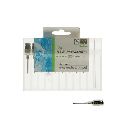 Afbeelding van HSW Injectienaald 1,6 x 20 mm (16G 3/4) schroef, p/10, Henke Sass Wolf Geschikt voor Veehouderij