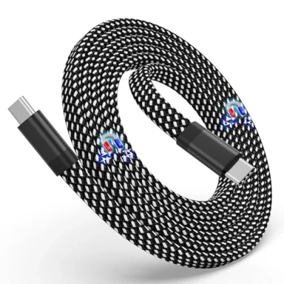 Afbeelding van Magtame USB C naar magnetische kabel 60W (3A) 1,5m opgerolde oplaadkabel gevlochten nylon type snellaadkabel compatibel met apparaten voor pad