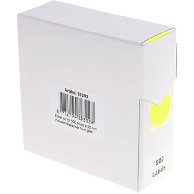 Afbeelding van Etiket Rillprint 25mm 500st op rol fluor geel
