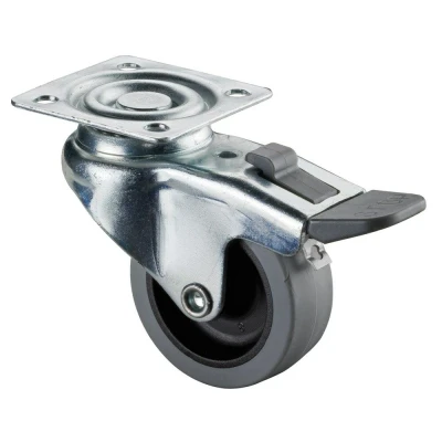 Afbeelding van Zwenkwiel met rem 50mm rubber totale hoogte 67.5mm