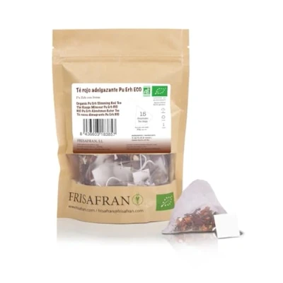 Image de FRISAFRAN Pyramides de thé rouge pu erh Bio 15Un 30g Minceur Diurétique Digestif Détox Brûleur graisse drainant tisane en sachets infusion sans additifs