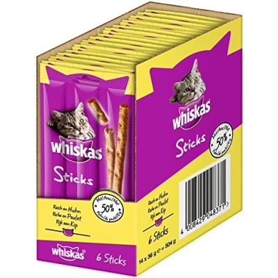 Afbeelding van 28x 36g Whiskas Sticks Rijk aan Kip Kattensnacks