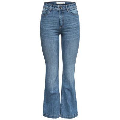 Afbeelding van JDY Flora Flared Jeans, Dames, Maat: 25x32, Medium blue denim